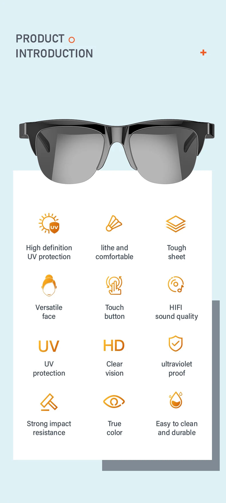 Bluetooth Smart Glasses with Bone Conduction Audio